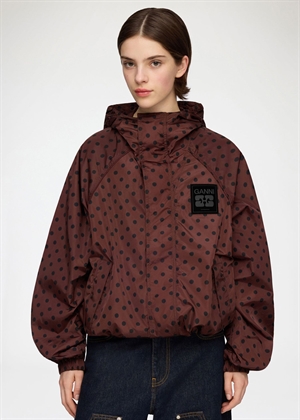 printed flyweight nylon jacket Chicory Coffee A1010197 Ganni 